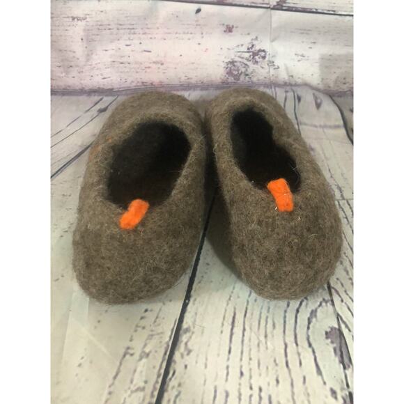 Wildllama Scandinavian felt felted wool slippers in brown size large - Picture 6 of 12